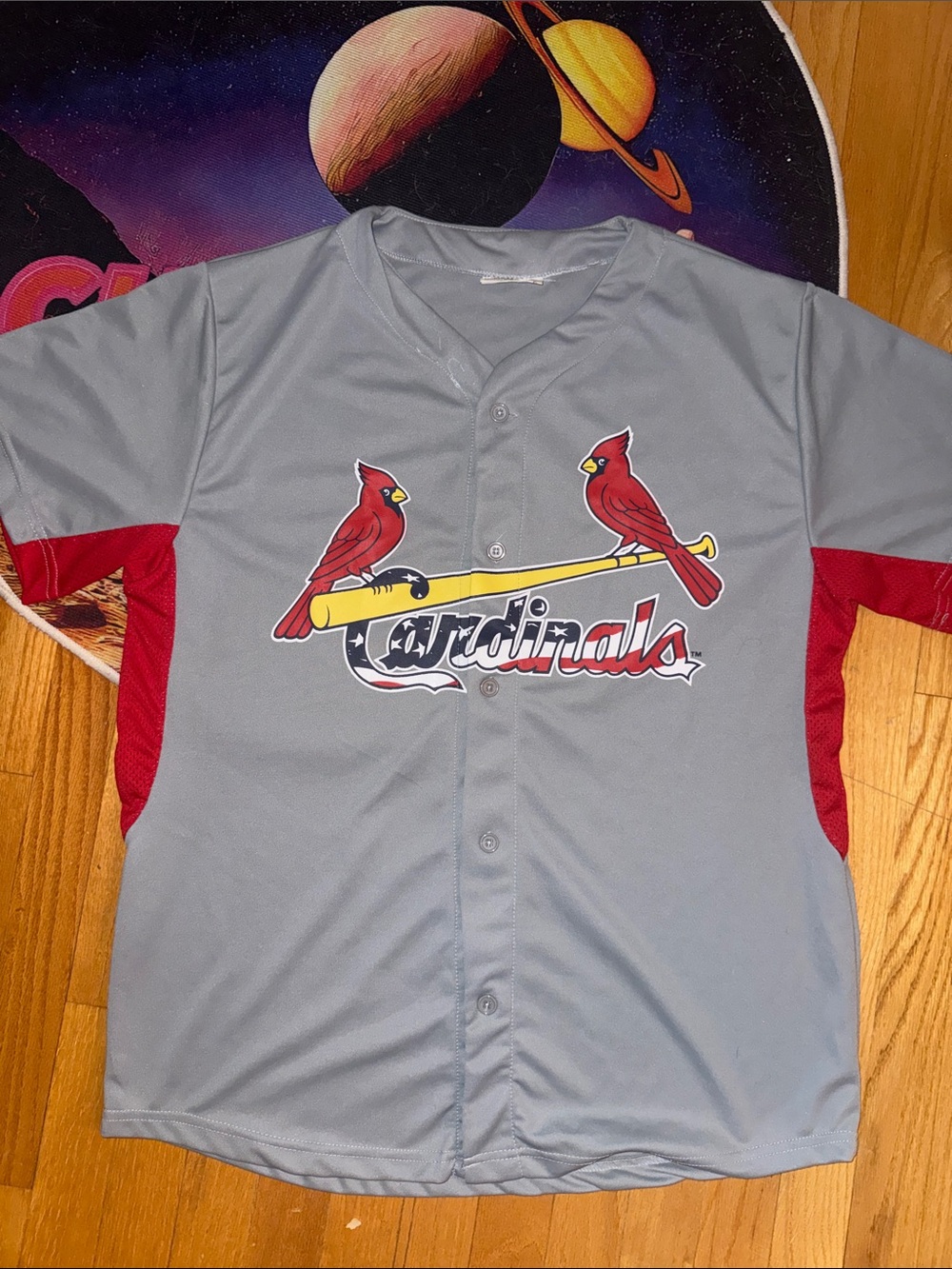 MLB Gray Jersey Top with Purple Accent